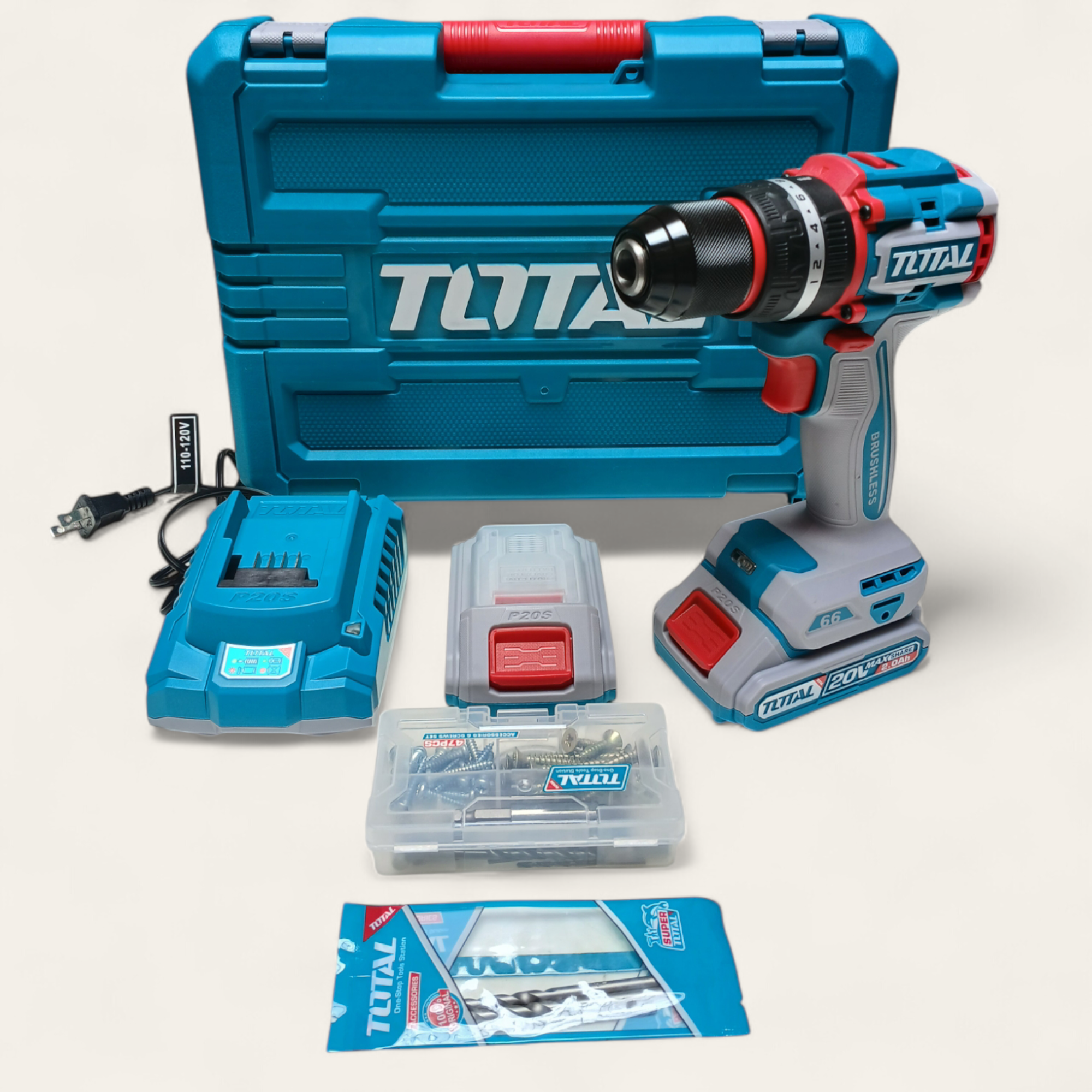 🔧 Taladro Inalámbrico TOTAL 20V Brushless Original 🔧